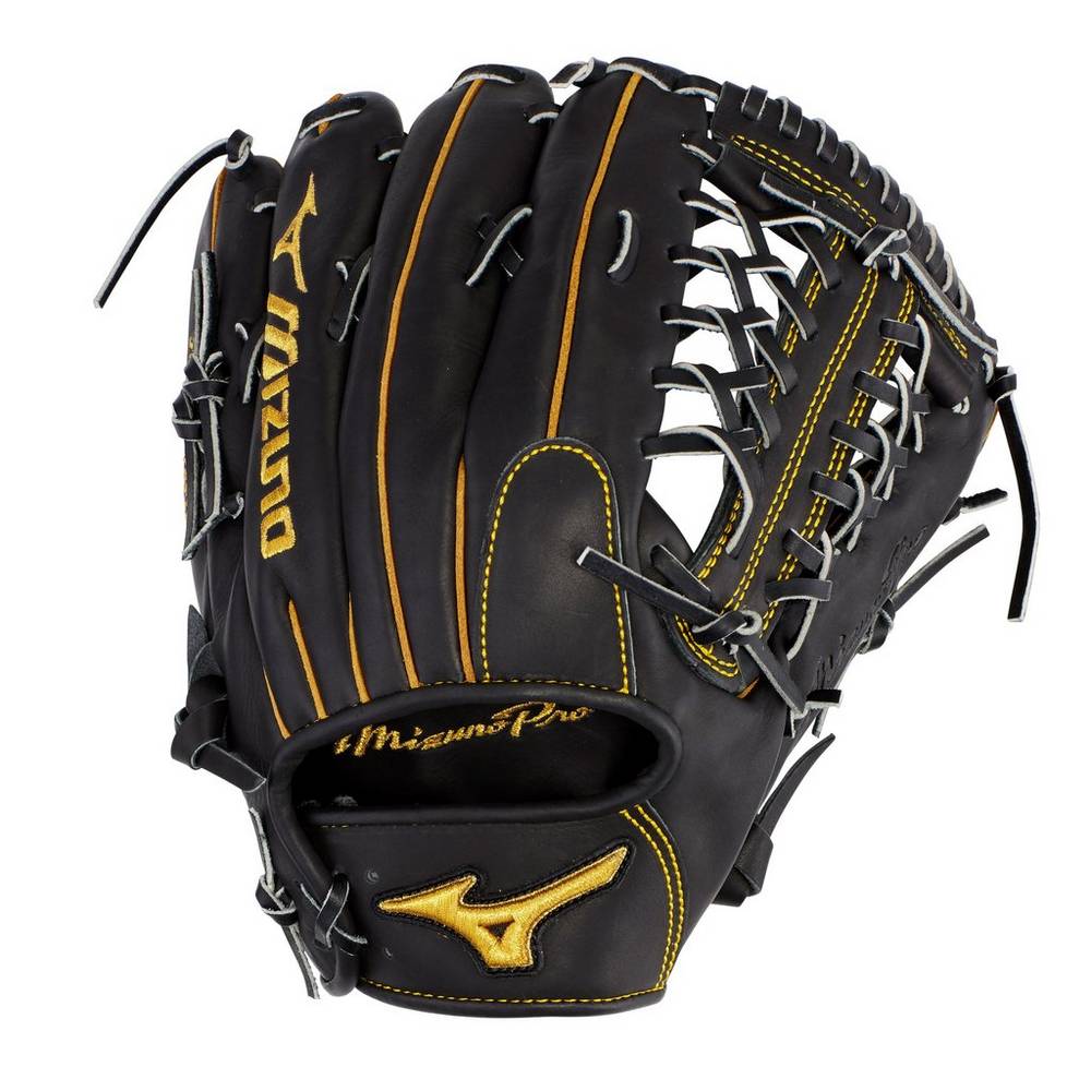 Mizuno Men's Pro Outfield Baseball Gloves 12.75" - Deep Pocket Black (312662-PCR)